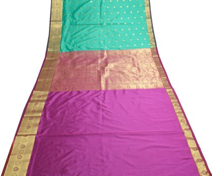 Banarasi Saree Indian Art Silk Woven Zari Brocade Sari Blouse Fabric Aqua Green