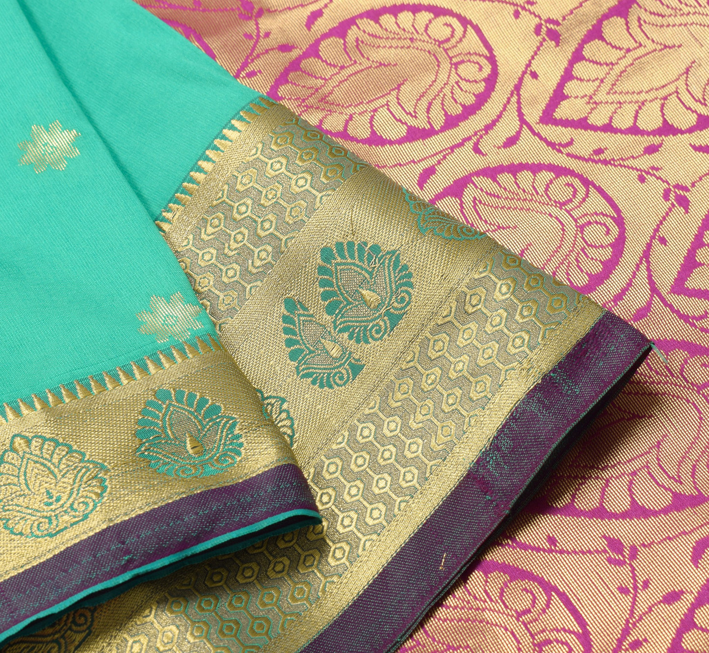 Banarasi Saree Indian Art Silk Woven Zari Brocade Sari Blouse Fabric Aqua Green