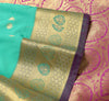 Banarasi Saree Indian Art Silk Woven Zari Brocade Sari Blouse Fabric Aqua Green