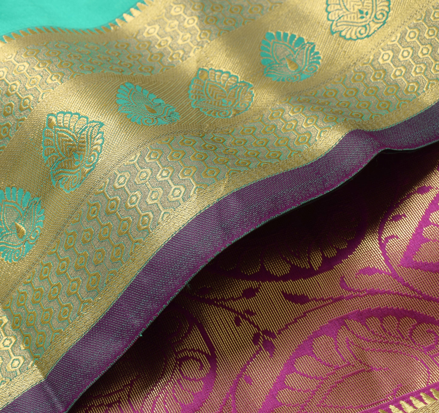 Banarasi Saree Indian Art Silk Woven Zari Brocade Sari Blouse Fabric Aqua Green