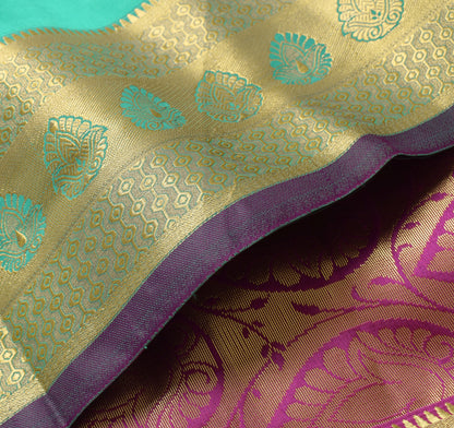 Banarasi Saree Indian Art Silk Woven Zari Brocade Sari Blouse Fabric Aqua Green