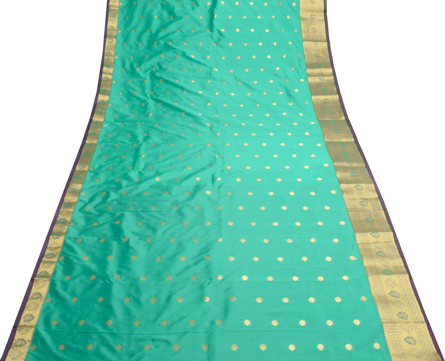 Banarasi Saree Indian Art Silk Woven Zari Brocade Sari Blouse Fabric Aqua Green