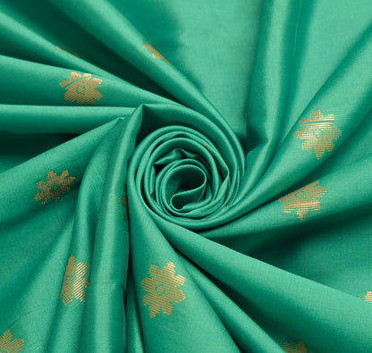 Banarasi Saree Indian Art Silk Woven Zari Brocade Sari Blouse Fabric Aqua Green