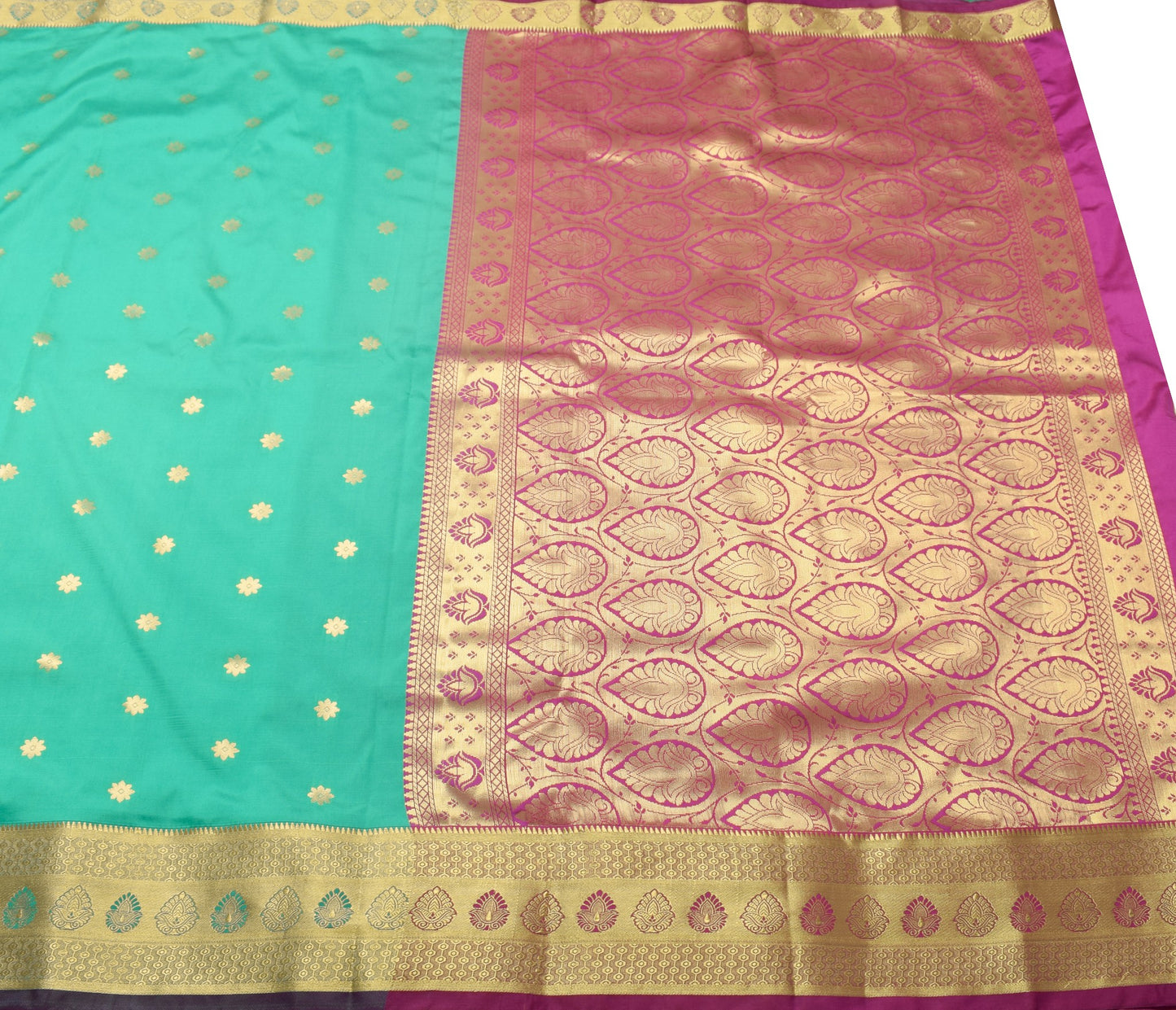 Banarasi Saree Indian Art Silk Woven Zari Brocade Sari Blouse Fabric Aqua Green