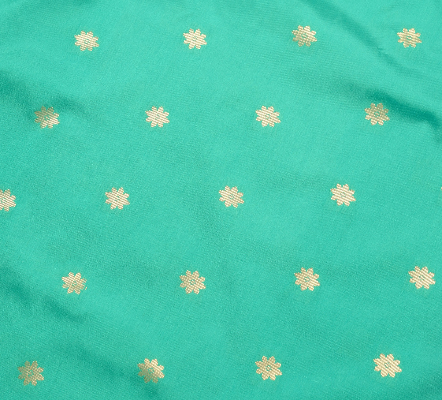 Banarasi Saree Indian Art Silk Woven Zari Brocade Sari Blouse Fabric Aqua Green