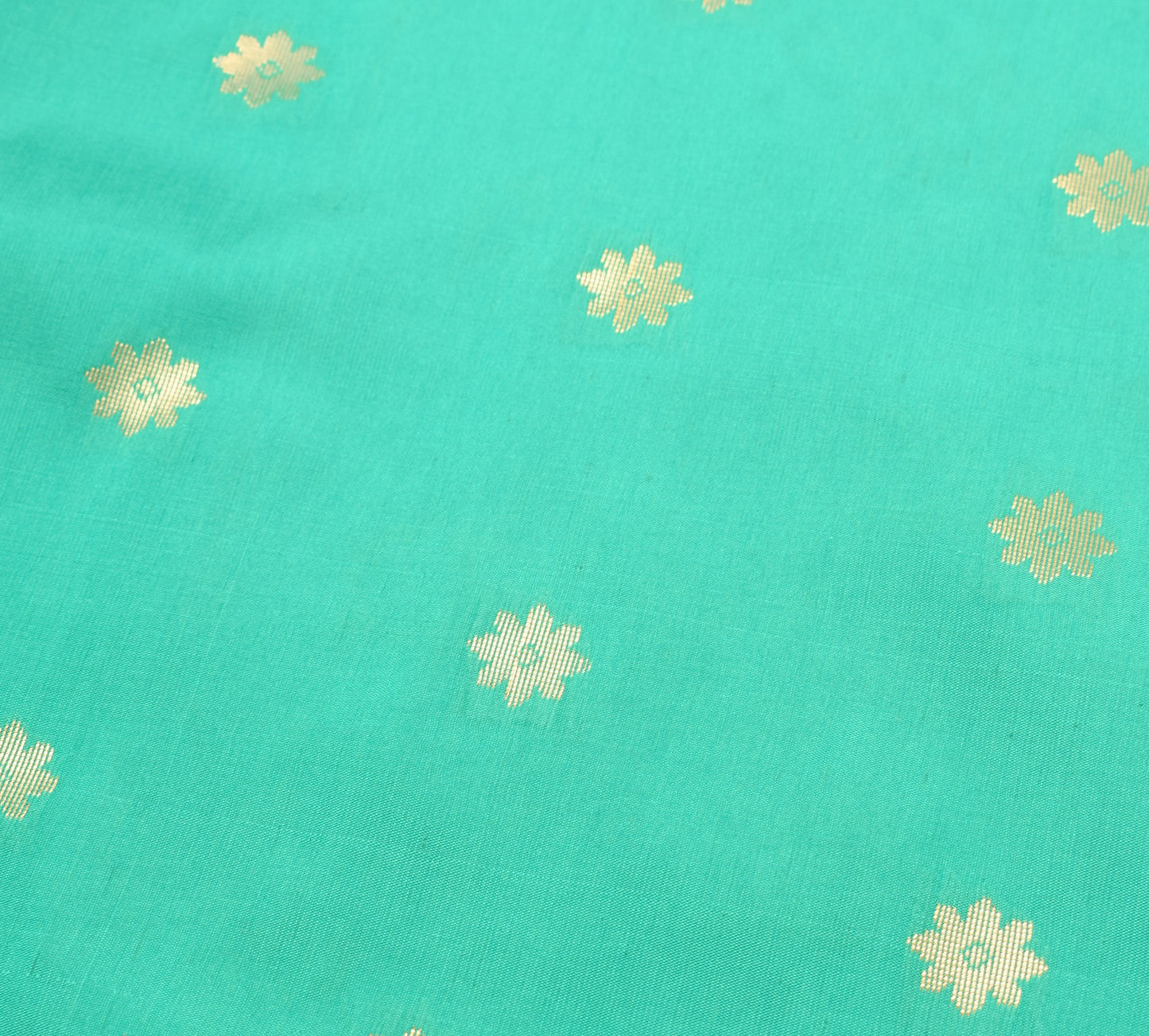 Banarasi Saree Indian Art Silk Woven Zari Brocade Sari Blouse Fabric Aqua Green