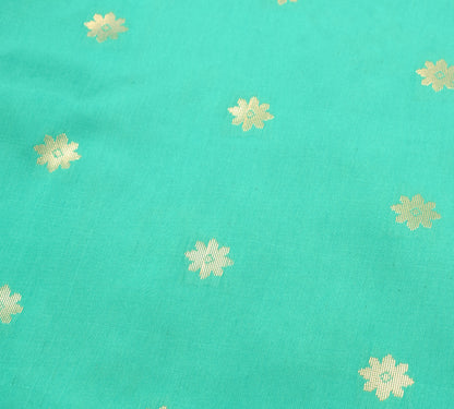 Banarasi Saree Indian Art Silk Woven Zari Brocade Sari Blouse Fabric Aqua Green