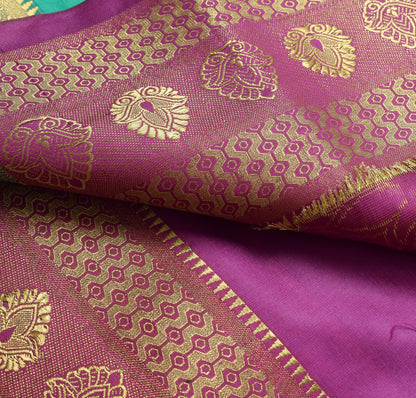 Banarasi Saree Indian Art Silk Woven Zari Brocade Sari Blouse Fabric Aqua Green