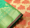 Green Indian Sari Banarasi Art Silk Saree with Blouse Fabric Gold Zari Weaving