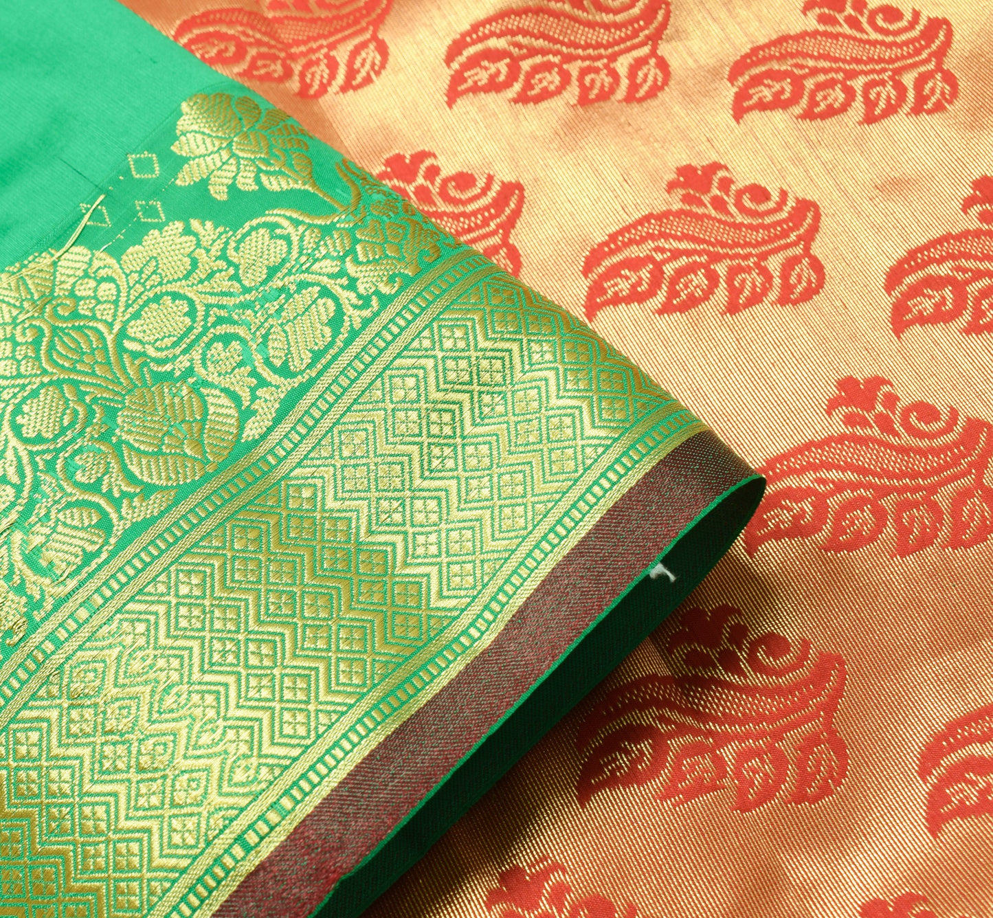 Green Indian Sari Banarasi Art Silk Saree with Blouse Fabric Gold Zari Weaving