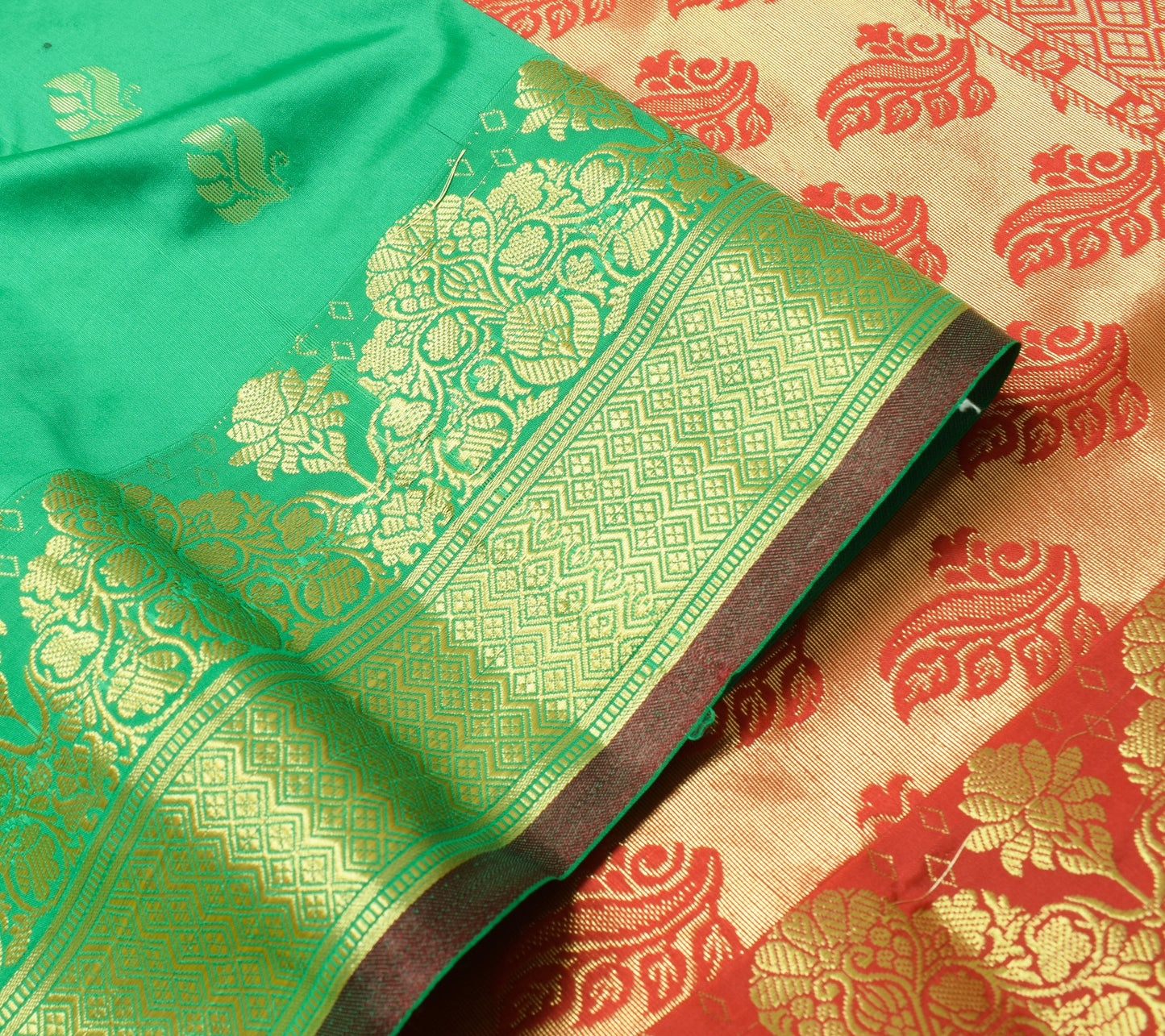 Green Indian Sari Banarasi Art Silk Saree with Blouse Fabric Gold Zari Weaving