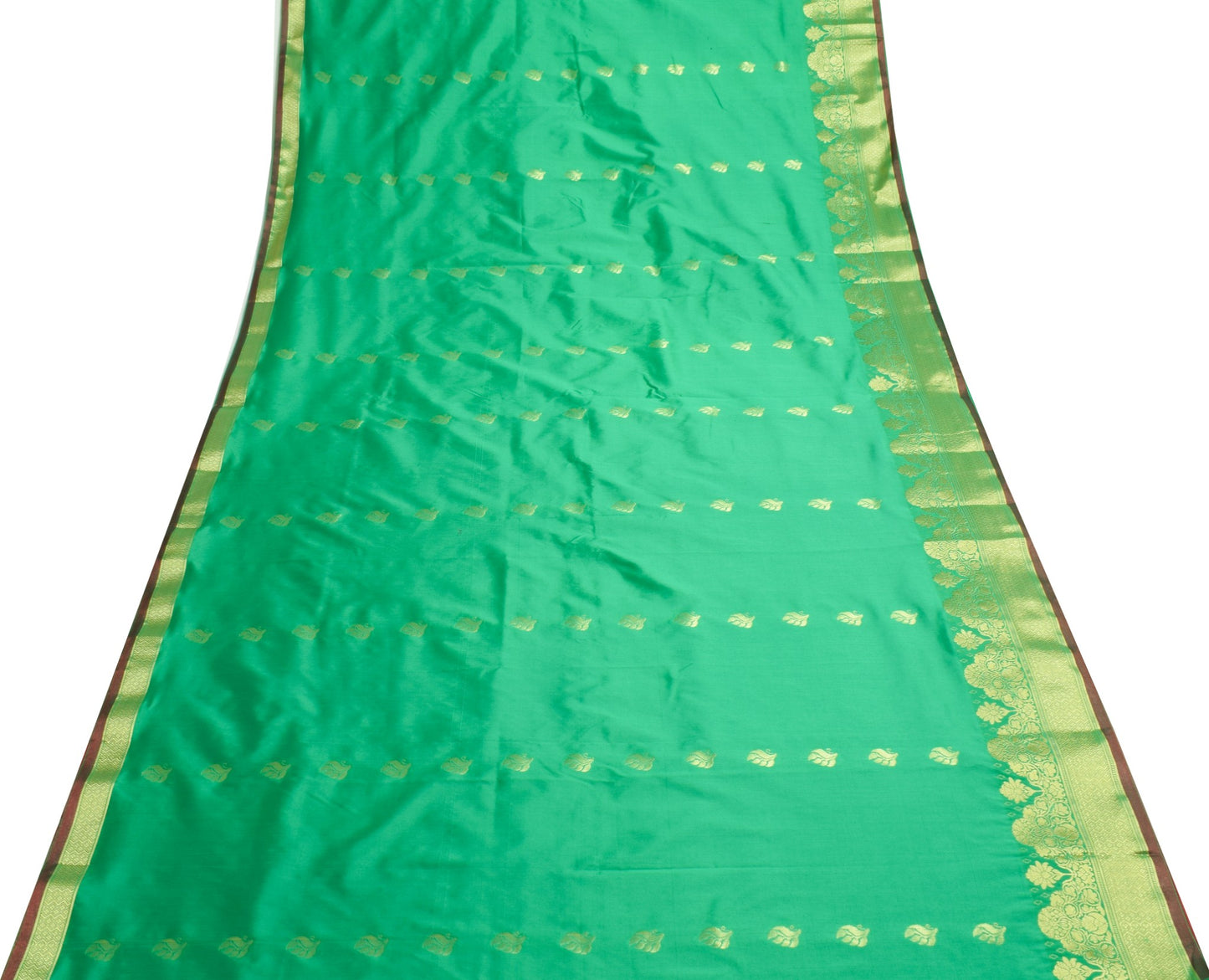 Green Indian Sari Banarasi Art Silk Saree with Blouse Fabric Gold Zari Weaving