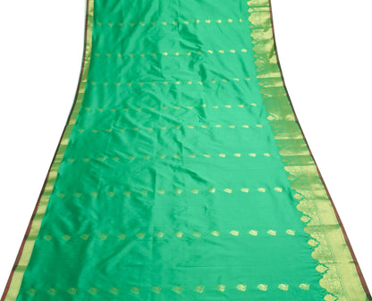 Green Indian Sari Banarasi Art Silk Saree with Blouse Fabric Gold Zari Weaving