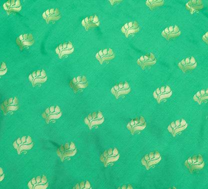 Green Indian Sari Banarasi Art Silk Saree with Blouse Fabric Gold Zari Weaving