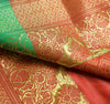 Green Indian Sari Banarasi Art Silk Saree with Blouse Fabric Gold Zari Weaving