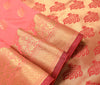 Peach Indian Sari Banarasi Art Silk Saree with Blouse Fabric Gold Zari Weaving