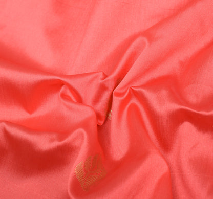 Peach Indian Sari Banarasi Art Silk Saree with Blouse Fabric Gold Zari Weaving