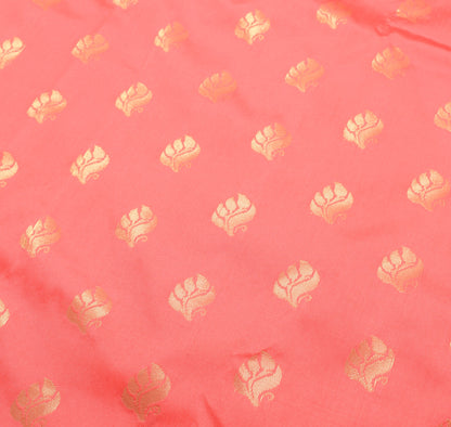 Peach Indian Sari Banarasi Art Silk Saree with Blouse Fabric Gold Zari Weaving