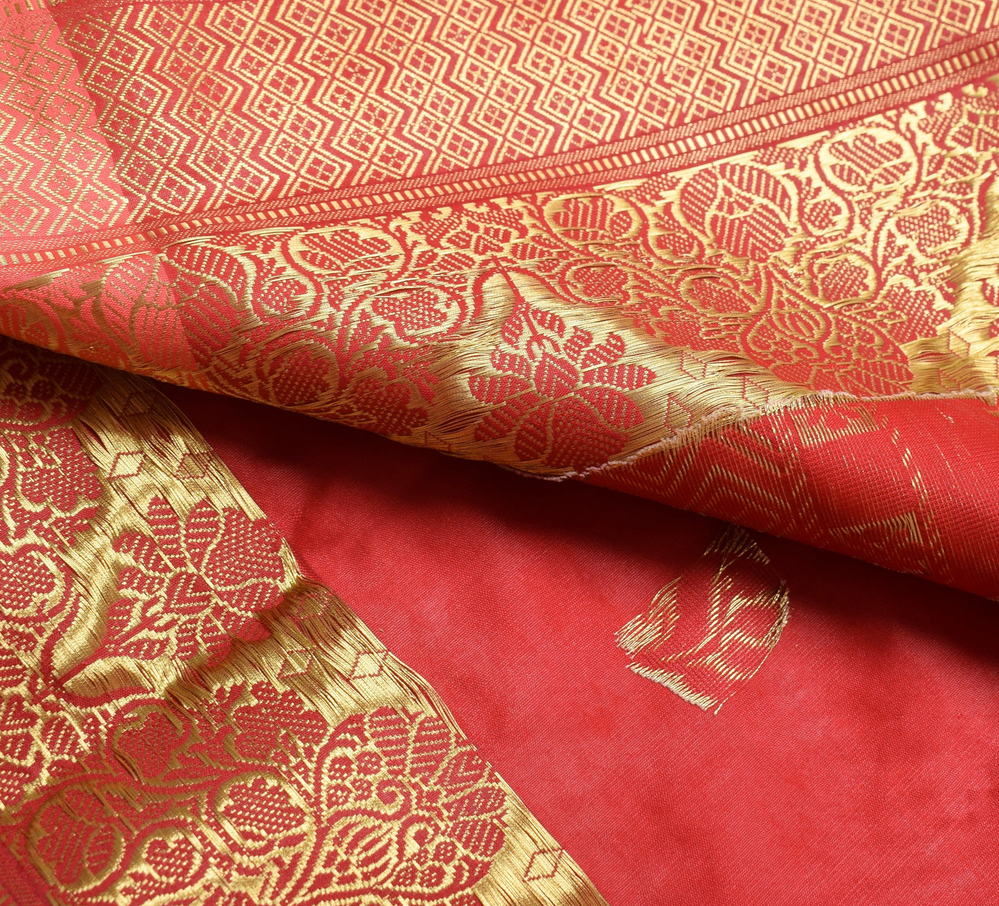 Peach Indian Sari Banarasi Art Silk Saree with Blouse Fabric Gold Zari Weaving