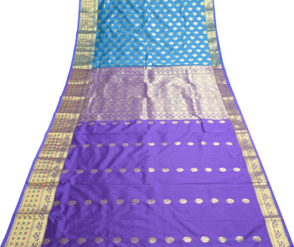 Blue Banarasi Sari Art Silk Zari Woven Floral Border Saree with Blouse Fabric