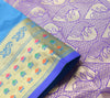 Blue Banarasi Sari Art Silk Zari Woven Floral Border Saree with Blouse Fabric