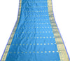 Blue Banarasi Sari Art Silk Zari Woven Floral Border Saree with Blouse Fabric
