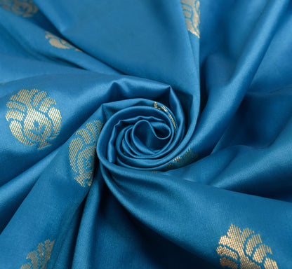 Blue Banarasi Sari Art Silk Zari Woven Floral Border Saree with Blouse Fabric