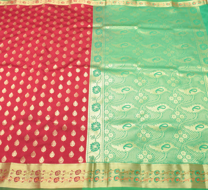 Maroon Banarasi Sari Art Silk Zari Woven Leaf Motifs Saree with Blouse Fabric