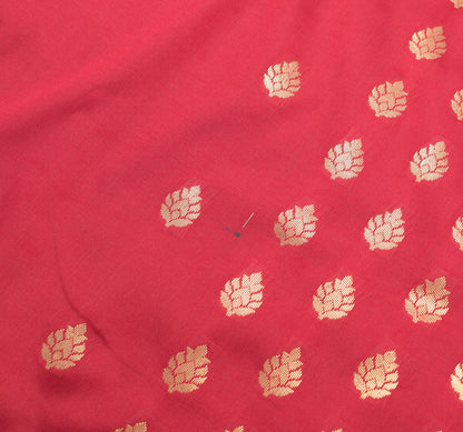 Maroon Banarasi Sari Art Silk Zari Woven Leaf Motifs Saree with Blouse Fabric