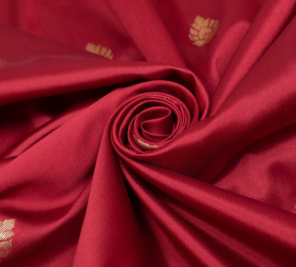 Maroon Banarasi Sari Art Silk Zari Woven Leaf Motifs Saree with Blouse Fabric