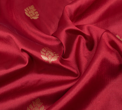 Maroon Banarasi Sari Art Silk Zari Woven Leaf Motifs Saree with Blouse Fabric