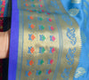 Blue Banarasi Sari Art Silk Zari Woven Floral Border Saree with Blouse Fabric
