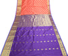 Peach Banarasi Sari Art Silk Zari Woven Floral Border Saree with Blouse Fabric