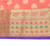 Peach Banarasi Sari Art Silk Zari Woven Floral Border Saree with Blouse Fabric