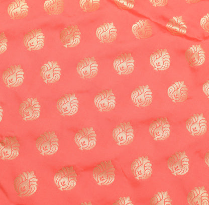 Peach Banarasi Sari Art Silk Zari Woven Floral Border Saree with Blouse Fabric
