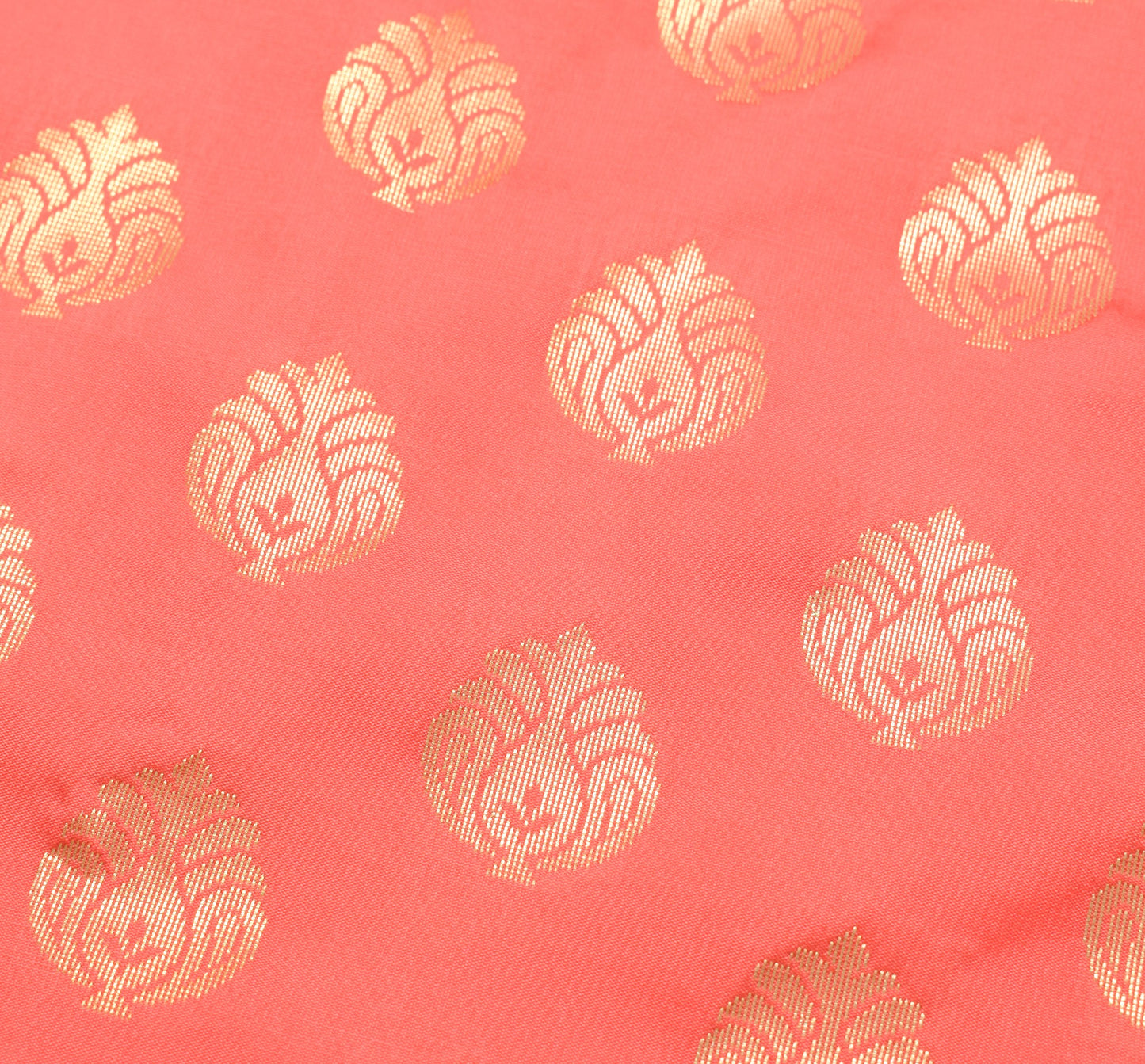 Peach Banarasi Sari Art Silk Zari Woven Floral Border Saree with Blouse Fabric