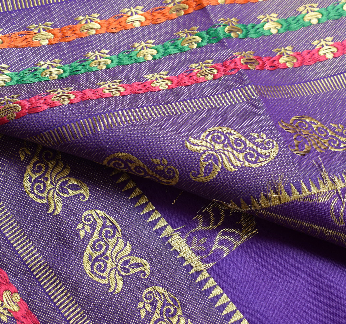 Peach Banarasi Sari Art Silk Zari Woven Floral Border Saree with Blouse Fabric