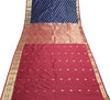 Deep Blue Banarasi Sari Art Silk Zari Woven Leaf Motifs Saree with Blouse Fabric
