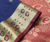 Deep Blue Banarasi Sari Art Silk Zari Woven Leaf Motifs Saree with Blouse Fabric