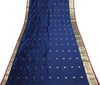 Deep Blue Banarasi Sari Art Silk Zari Woven Leaf Motifs Saree with Blouse Fabric