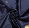 Deep Blue Banarasi Sari Art Silk Zari Woven Leaf Motifs Saree with Blouse Fabric
