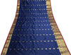 Dark Blue Banarasi Sari Art Silk Zari Woven Floral Border Saree Blouse Fabric
