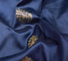 Dark Blue Banarasi Sari Art Silk Zari Woven Floral Border Saree Blouse Fabric