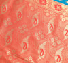Teal Blue Banarasi Sari Art Silk Zari Woven Leaf Motifs Saree with Blouse Fabric