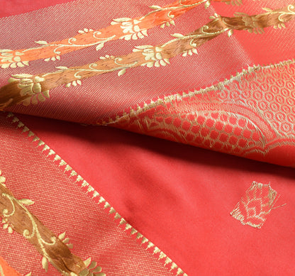 Teal Blue Banarasi Sari Art Silk Zari Woven Leaf Motifs Saree with Blouse Fabric