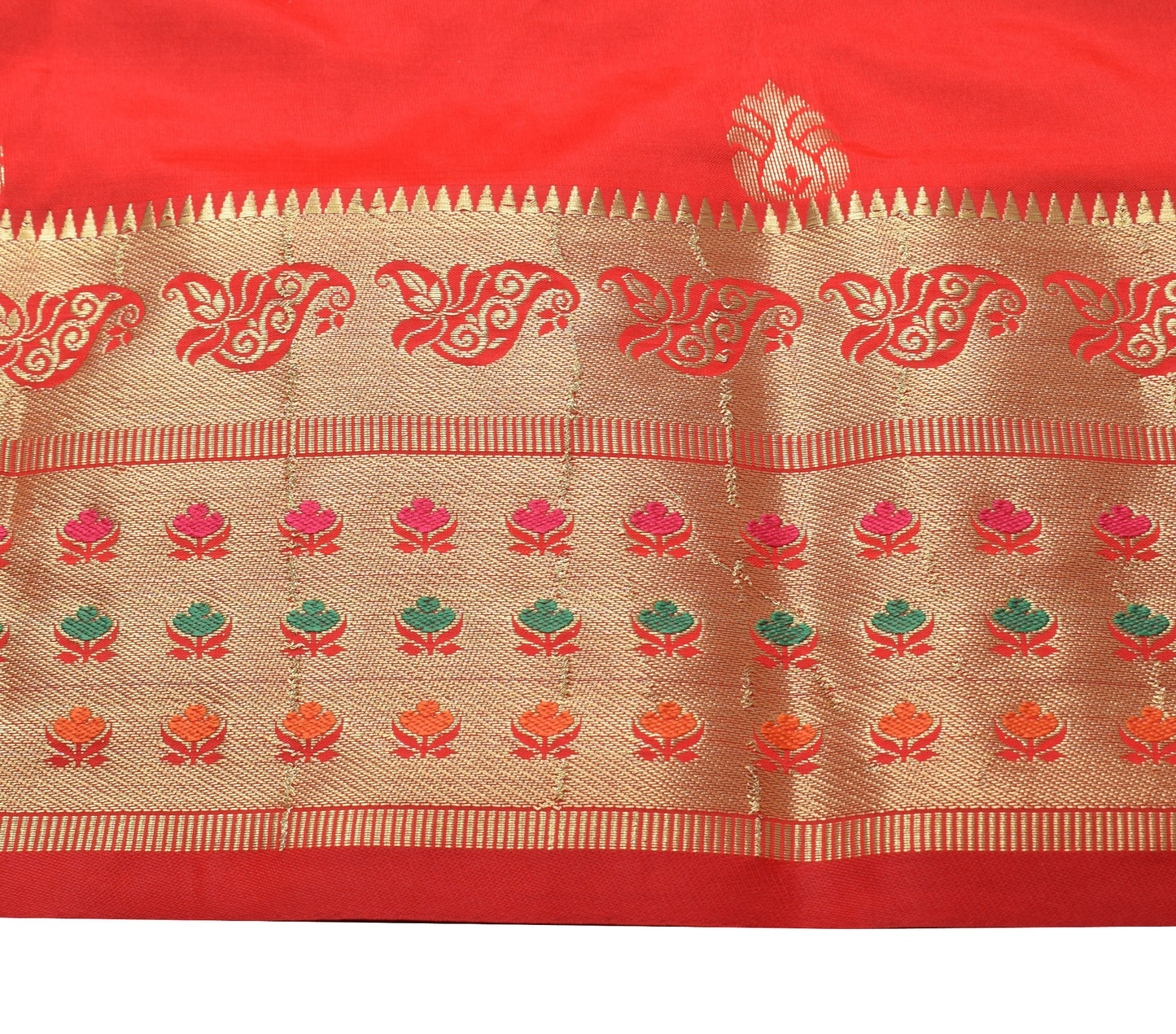 Dark Blue Banarasi Sari Art Silk Zari Woven Floral Border Saree Blouse Fabric