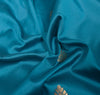Teal Blue Banarasi Sari Art Silk Zari Woven Leaf Motifs Saree with Blouse Fabric