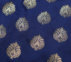 Dark Blue Banarasi Sari Art Silk Zari Woven Floral Border Saree Blouse Fabric
