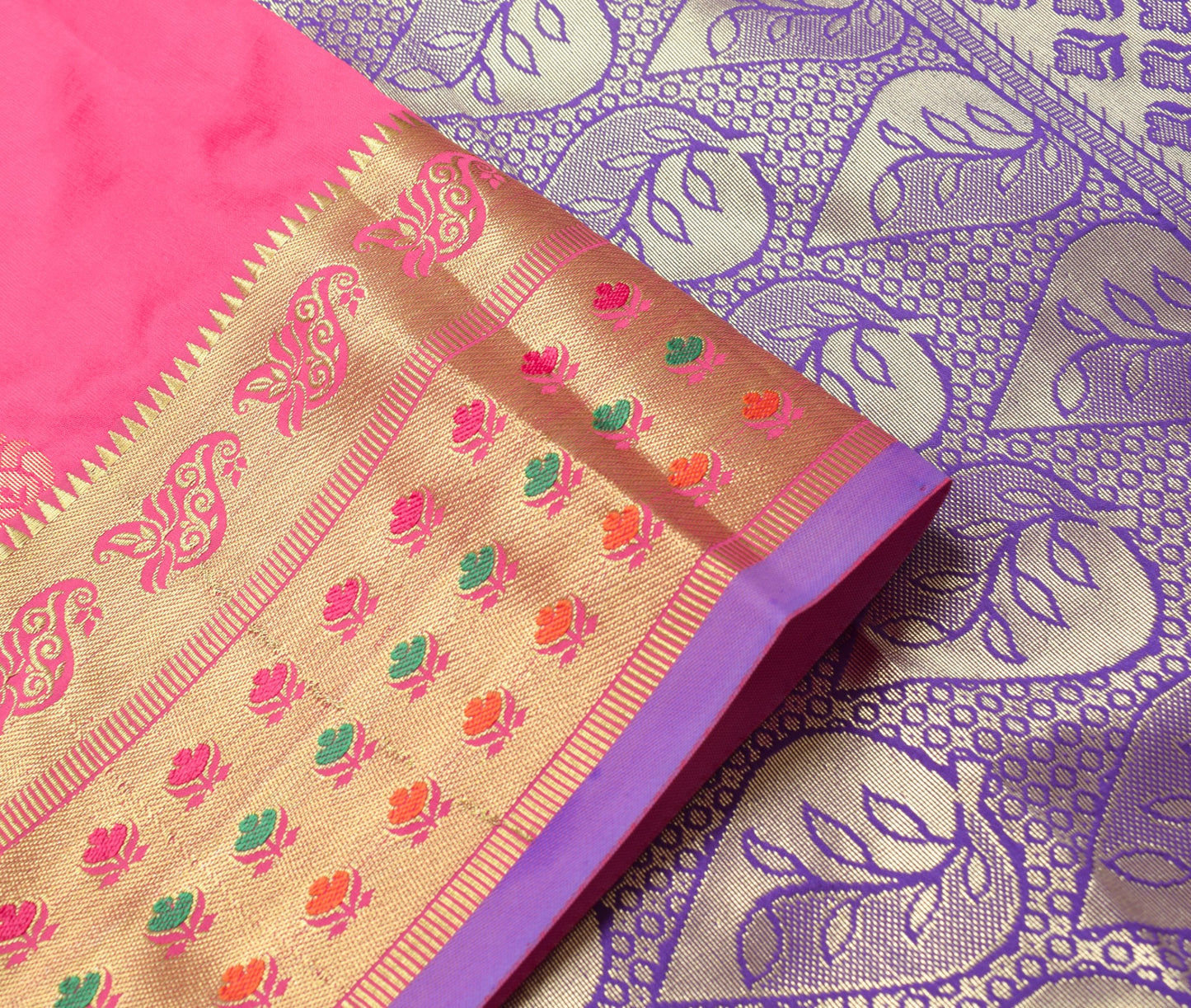 Dark Blue Banarasi Sari Art Silk Zari Woven Floral Border Saree Blouse Fabric