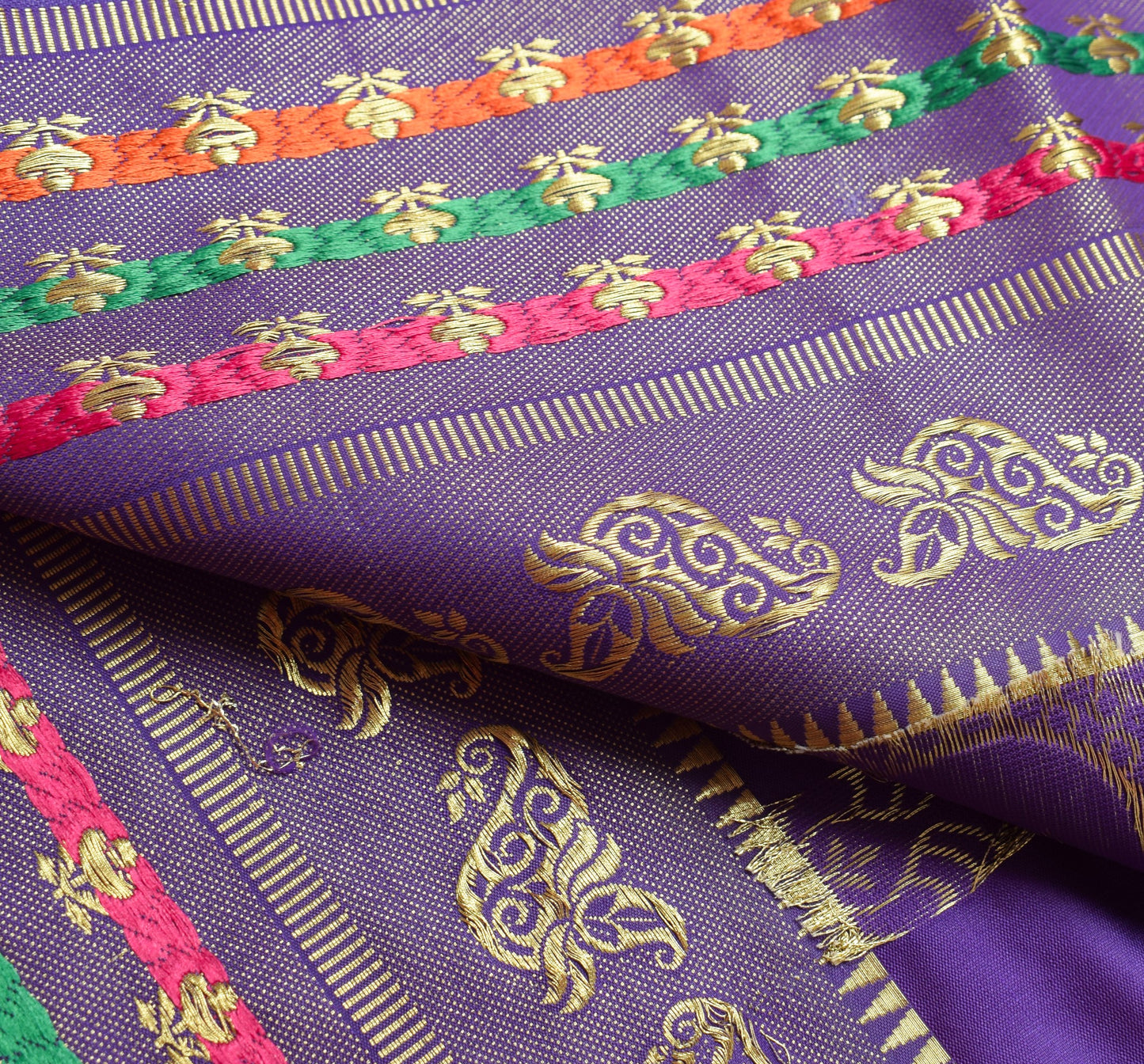 Dark Blue Banarasi Sari Art Silk Zari Woven Floral Border Saree Blouse Fabric